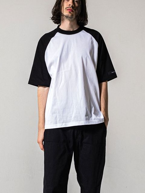 BACK RC RAGLAN OVER T  (ホワイト / ブラック)   グランスリーブオーバーTシャツ