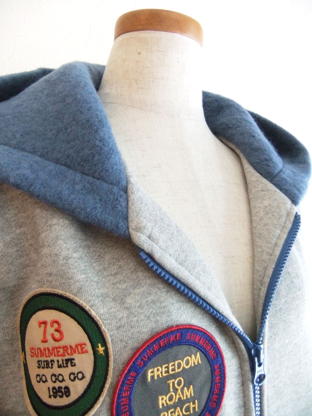 【SUMMERME】 裏毛 裏起毛 ワッペン付き ZIP UP パーカー SM14-916