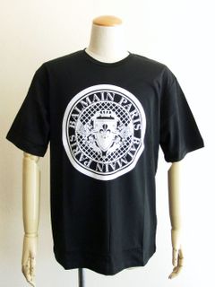 ブラック コットン Tシャツ   Balmain フロックメダリオン XH1EG000-BB17
