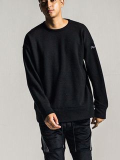 VELOURS FLEECE THERMAL TRAINER (ブラック)  サーマルルーズトレーナー