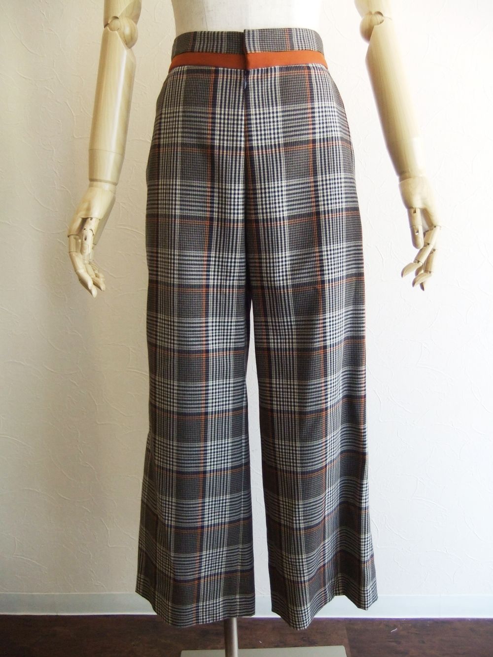 ツイル チェック ワイドパンツ  BB04-302