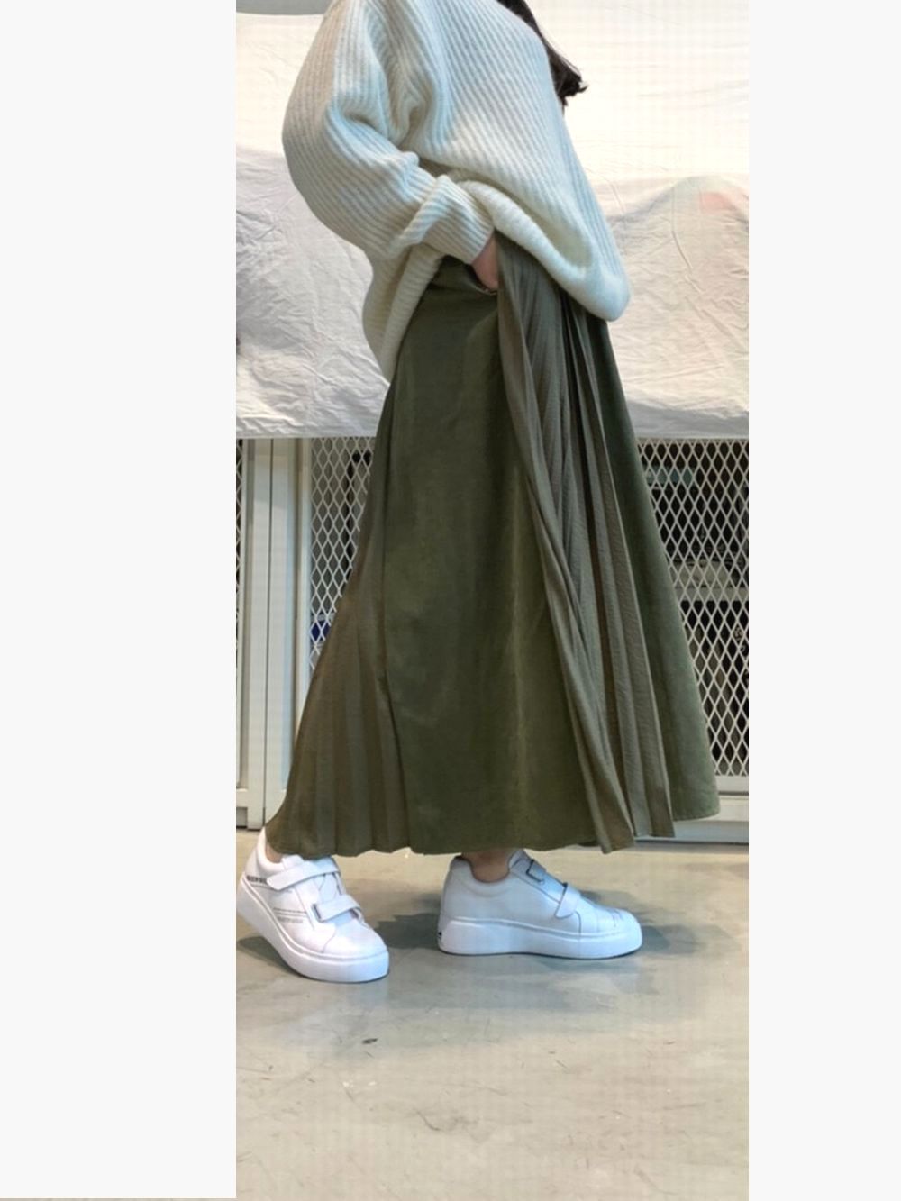 切替え ギャザー ロング スカート MM207-1118