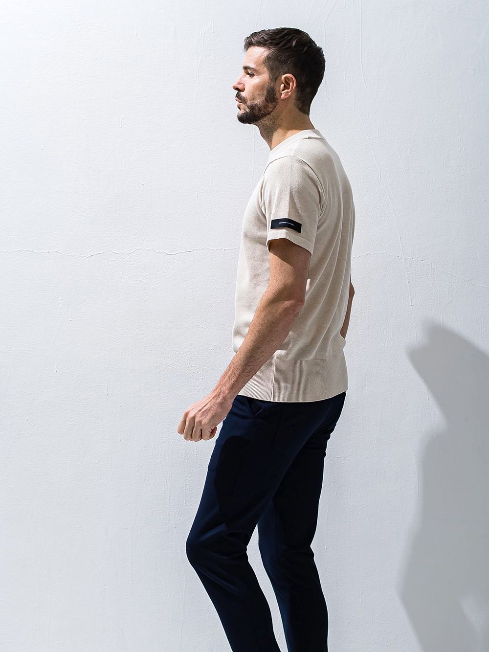 SILK HALF KNT   RC28-K-001 (ベージュ)   半袖クルーネック ニット