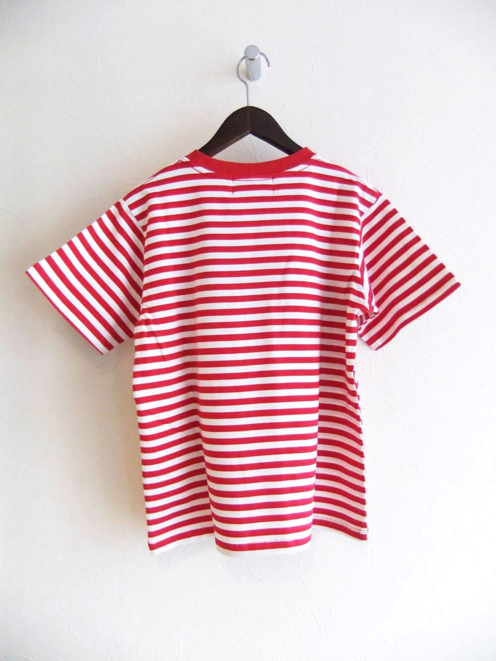 【MICALLE MICALLE Account】 PARIS PEARL BORDER T-SHIRT  (レッド×ホワイト)  パール付き ボーダー T-SHIRT   MAA104TEA