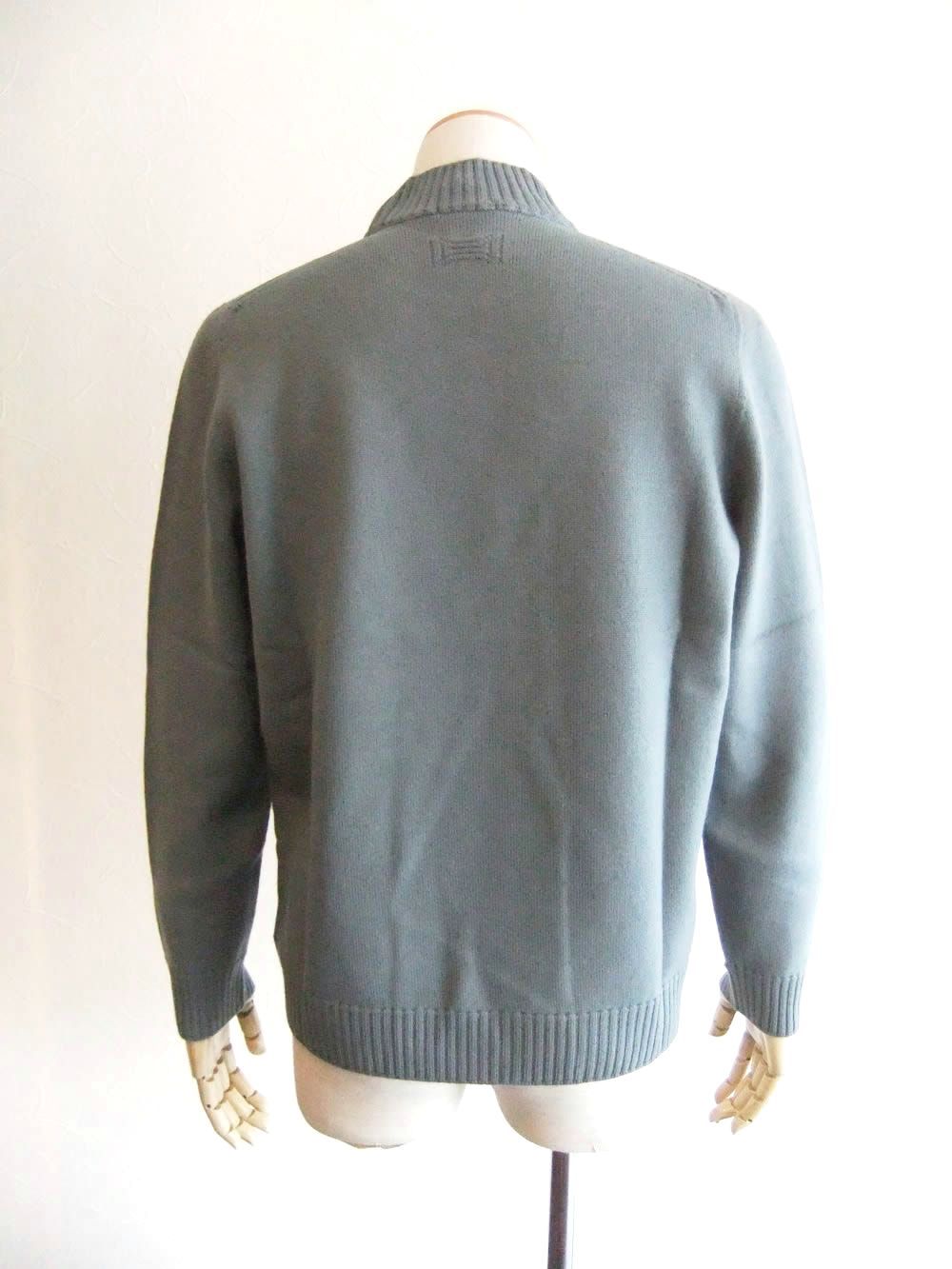 【D7M144】メリノ ミドルゲージ モックネック ニット  (ライトブルー)