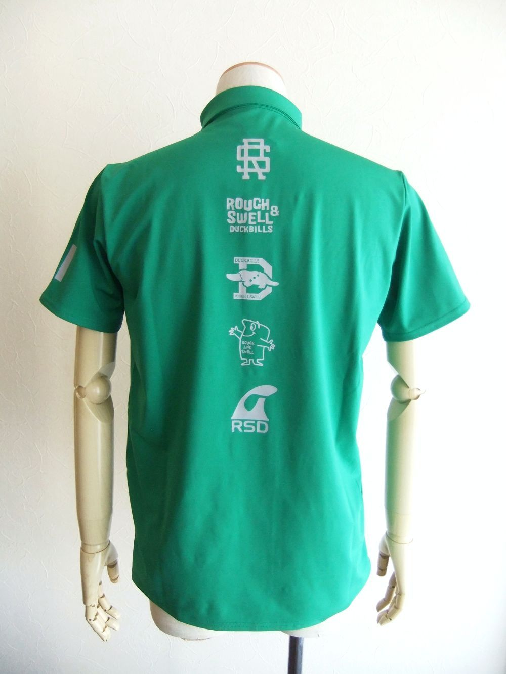 rough & swell - ALL LOGOS POLO (グリーン) 半袖B.D.ポロ RSM rough & swell - ALL LOGOS POLO (グリーン) 半袖B.D.ポロ RSM