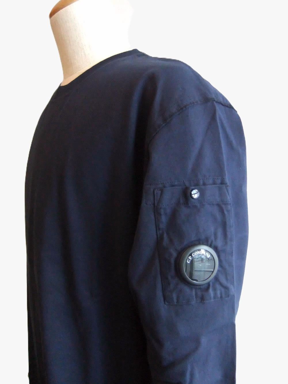 30/2 MERCERIZED JERSEY TWISTED LONG SLEEVE LENS TSHIRT  (ネイビー) クルーネック 長袖シャツ