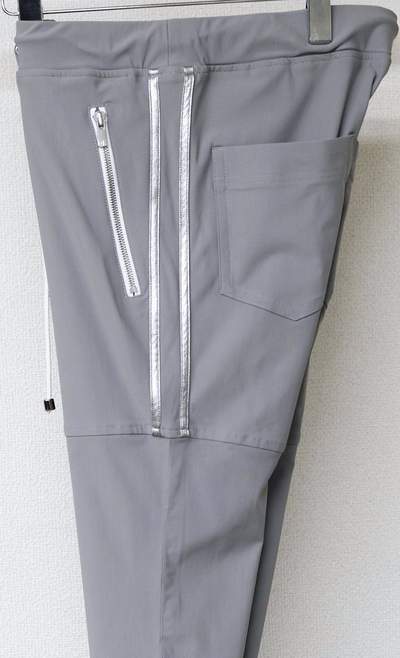 Johnson LINE NYLON PANTS ジョンソン ライン ナイロン パンツ (グレー×シルバー)