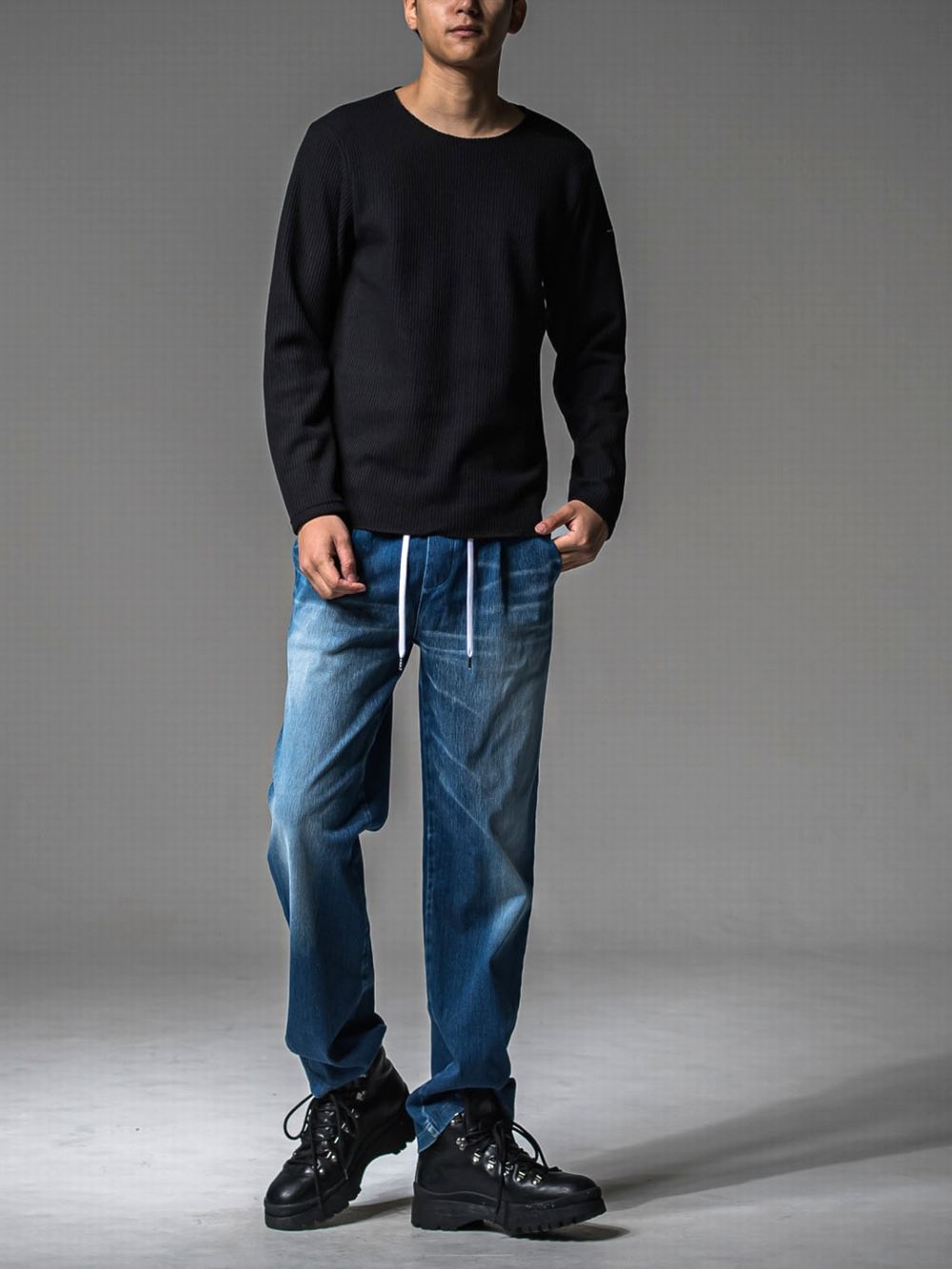 CUTOFF RAIL LONGSLEAVE  (ブラック)   カットオフロングスリーブ