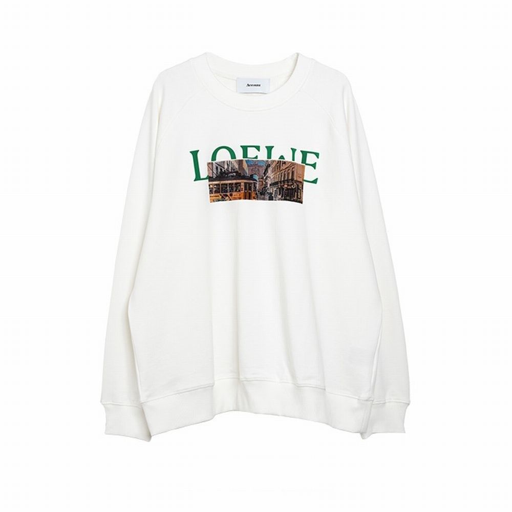 【MICALLE MICALLE Account】 HOMMAGE  LW SWEATSHRIT (ホワイト)   ロゴ Tトレーナー  MAG105TDC