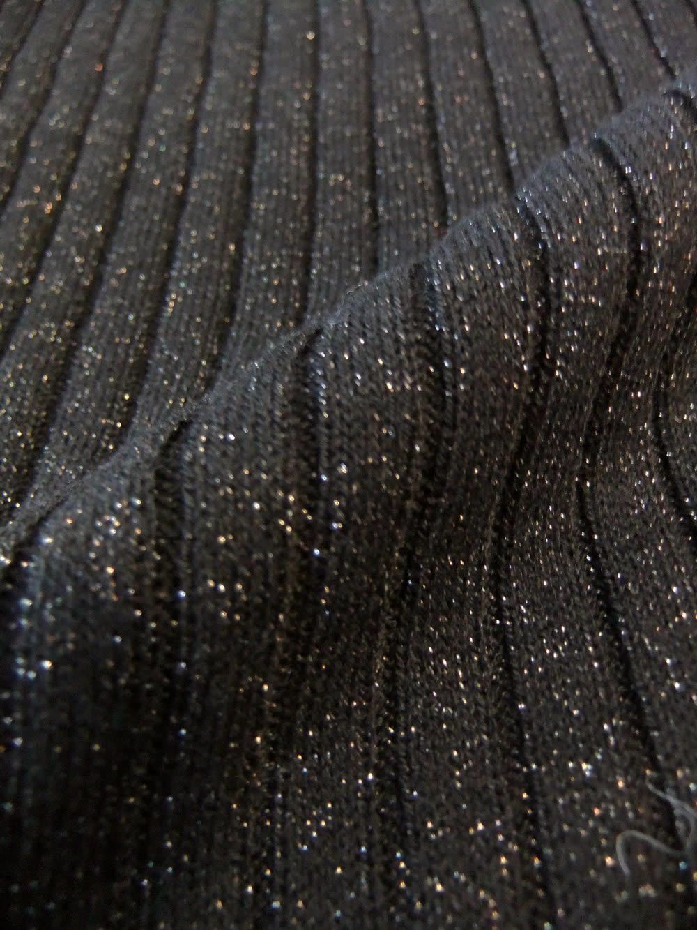 トタン リブ タートル ラメニット   （ブラック）  A148206M