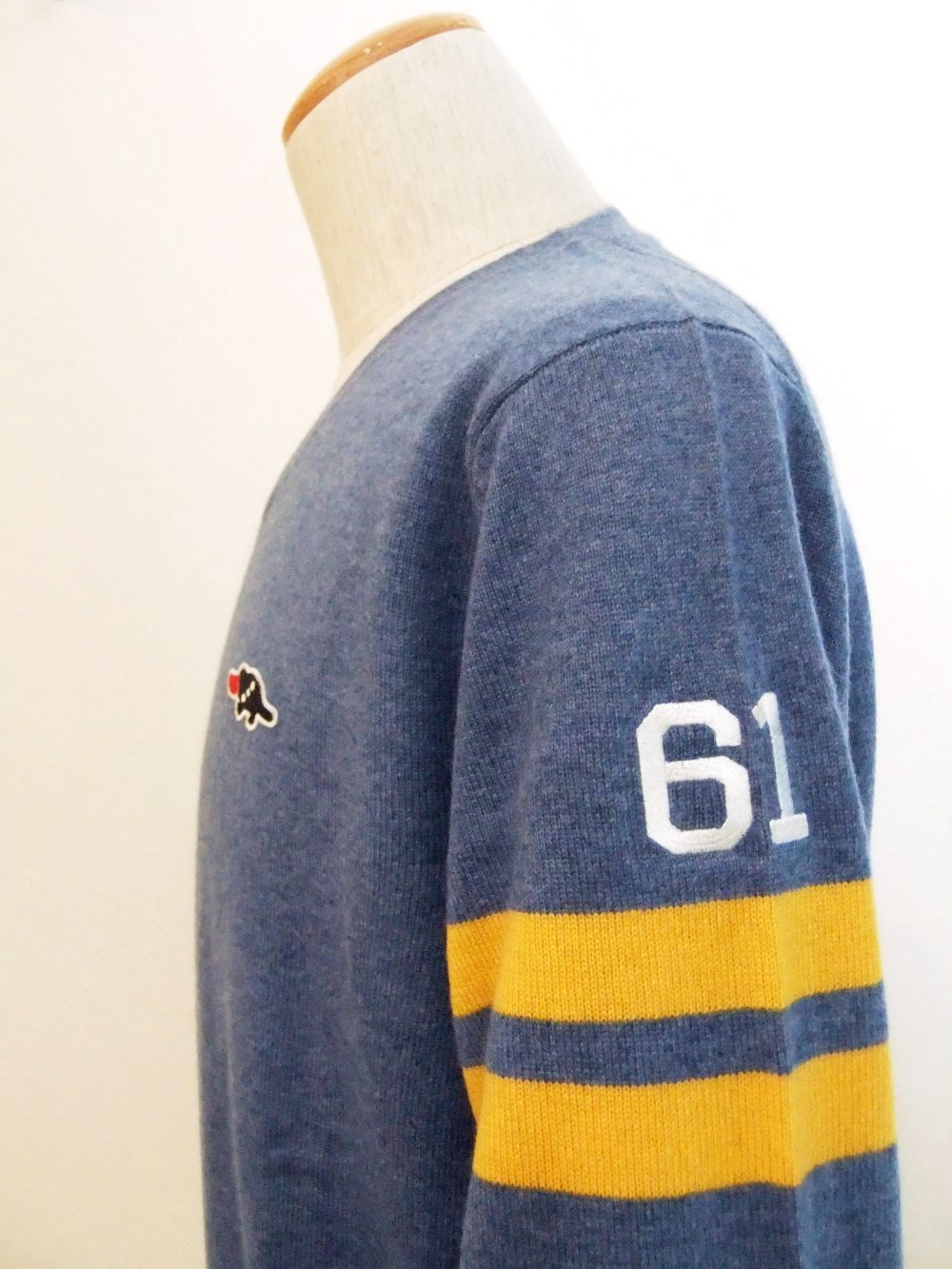 COLLEGE CASHMERE   カシミア Vネックセーター ( ブルー )  RSM-21263