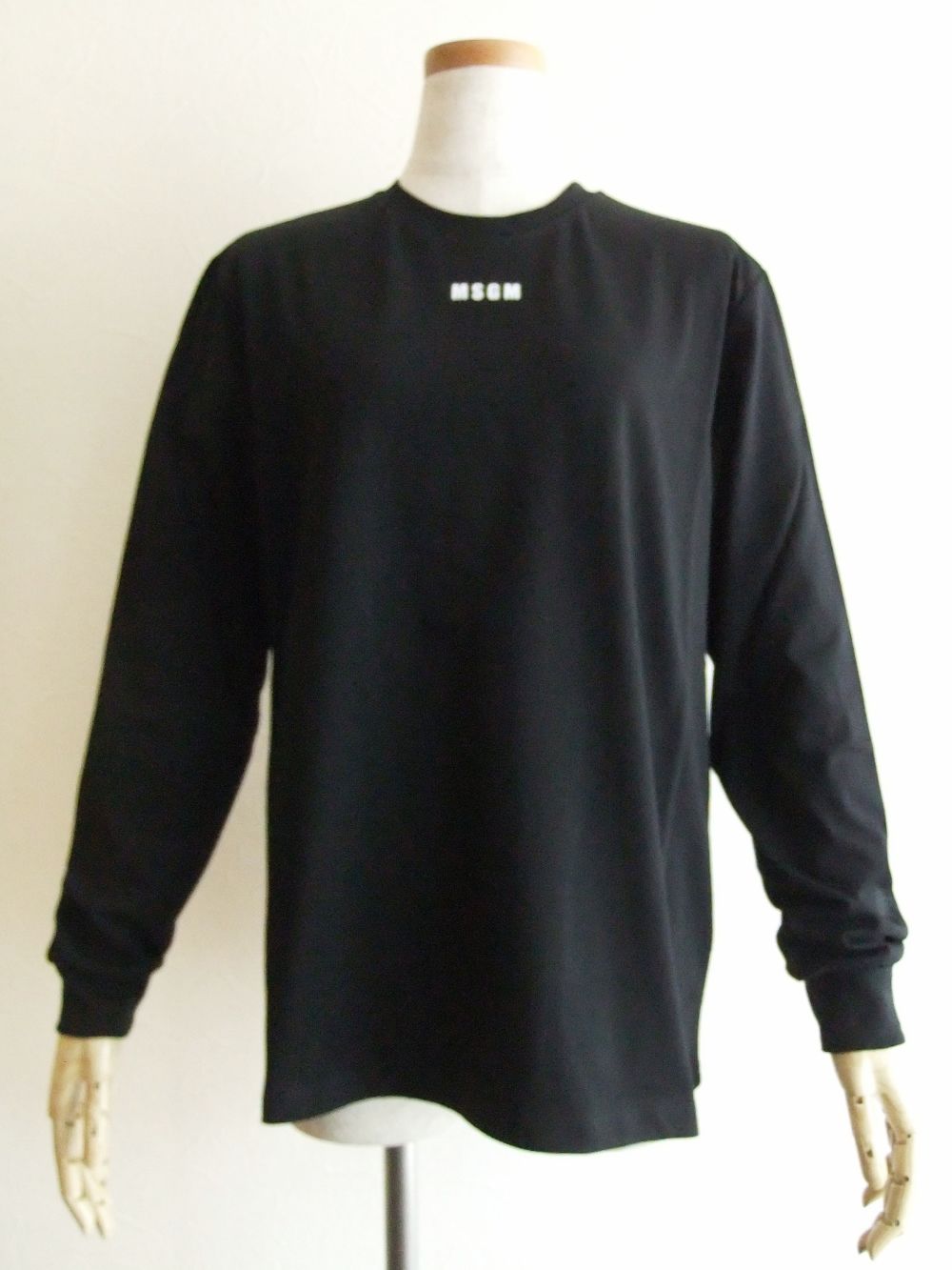 MSGM - 《LADIES》 ミニロゴ コットン 長袖 Tシャツ (ブラック