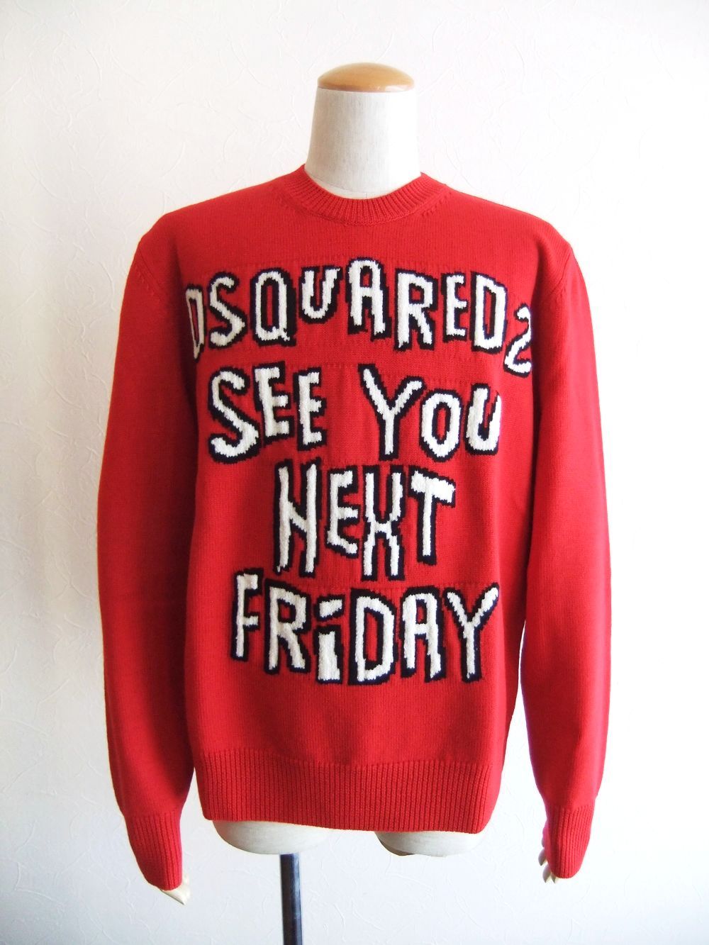 Dsquared2 - JACQUARD CREWNECK PULLOVER ( レッド ） ウール クルーネック セーター | 4.444glad