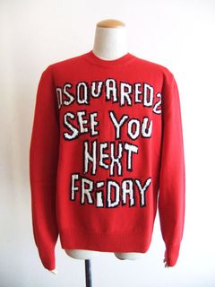 JACQUARD CREWNECK PULLOVER  ( レッド ）  ウール クルーネック セーター
