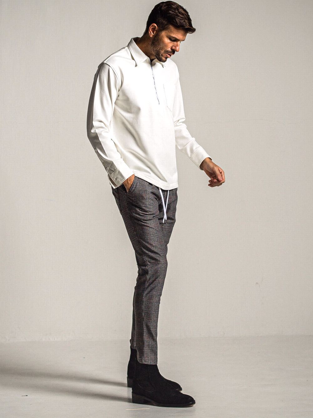 CHRIS EASY HEAT TUCK PANTS    チェック スラックス イージー タックパンツ