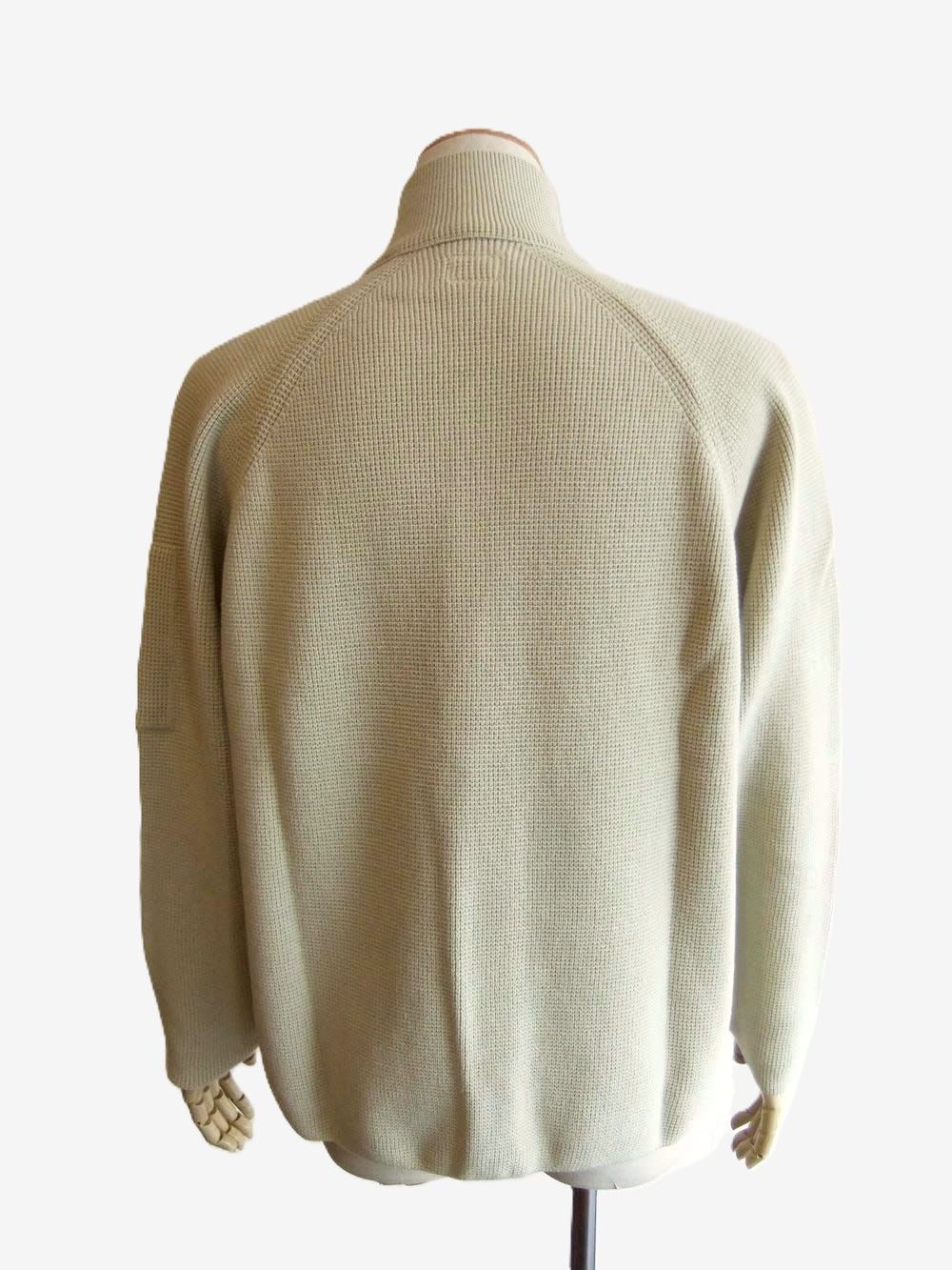 WAFFLE KNIT COTTON ZIP LENS CARDIGAN   (オフホワイト)   ジップ ニット ジャケット