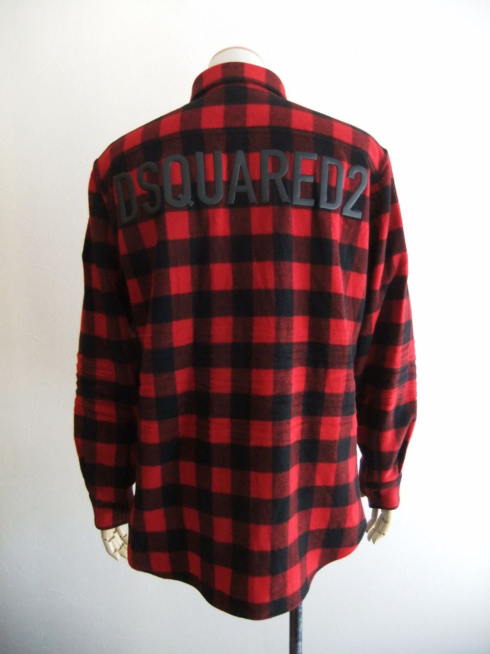 052181○ DSQUARED2 長袖 ウール チェック シャツ 48