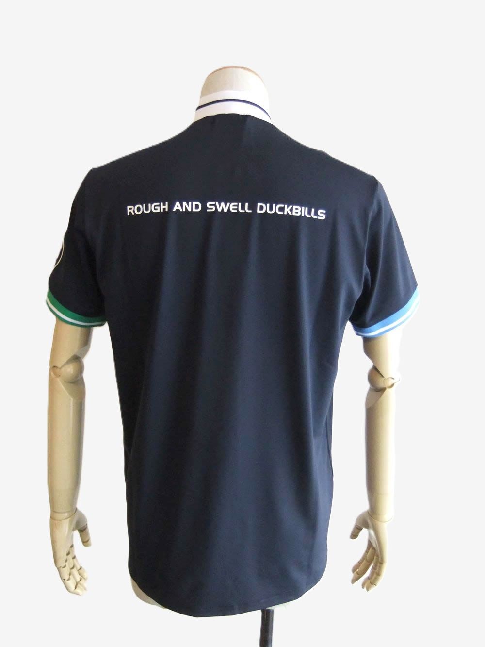 COLORFUL RIB MOCK  (ネイビー)  半袖モックネック ポロシャツ  RSM-26035