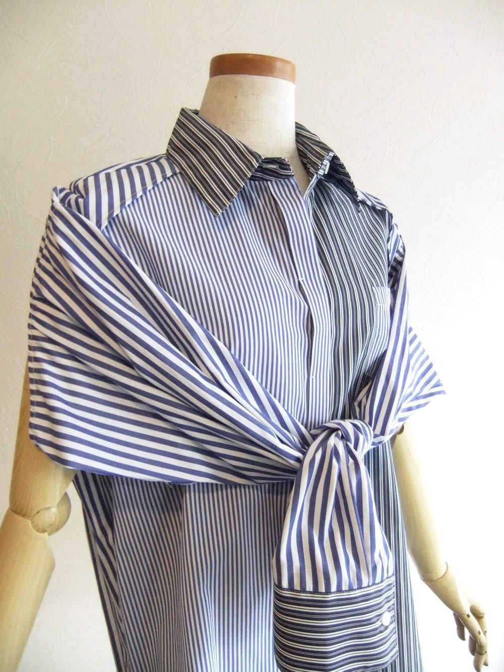 2WAY スリーブ 配色 デザイン シャツ    MMA116HEA