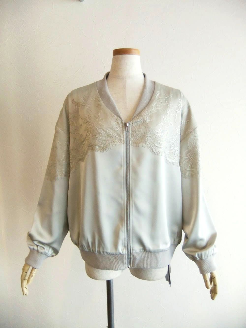 レース重ね サテン ZIP ブルゾン    MML100JEA