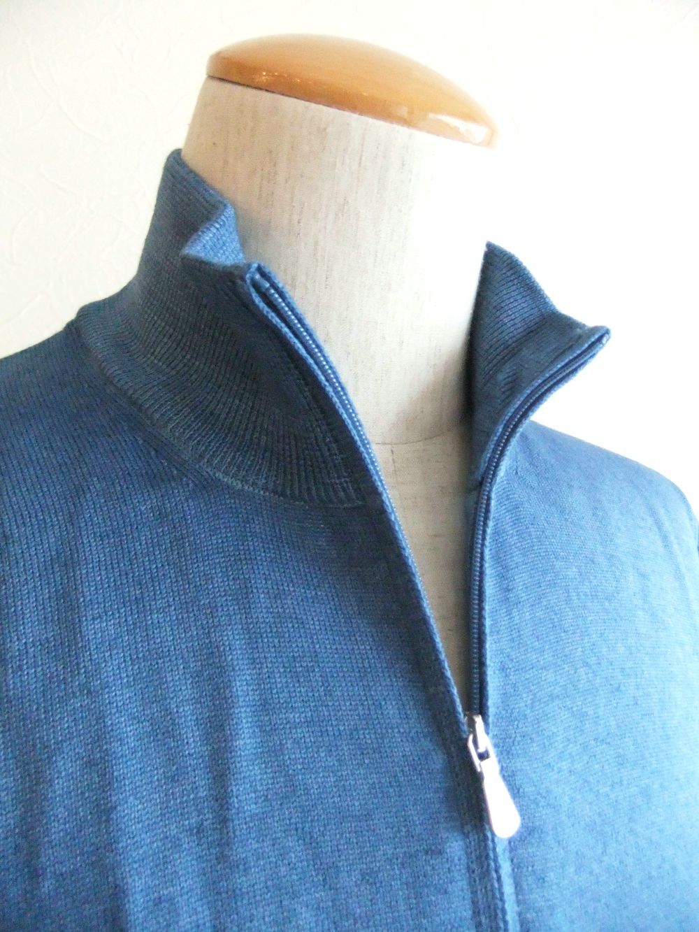 ダブル ZIP スタンドカラー ウール ニット ブルゾン