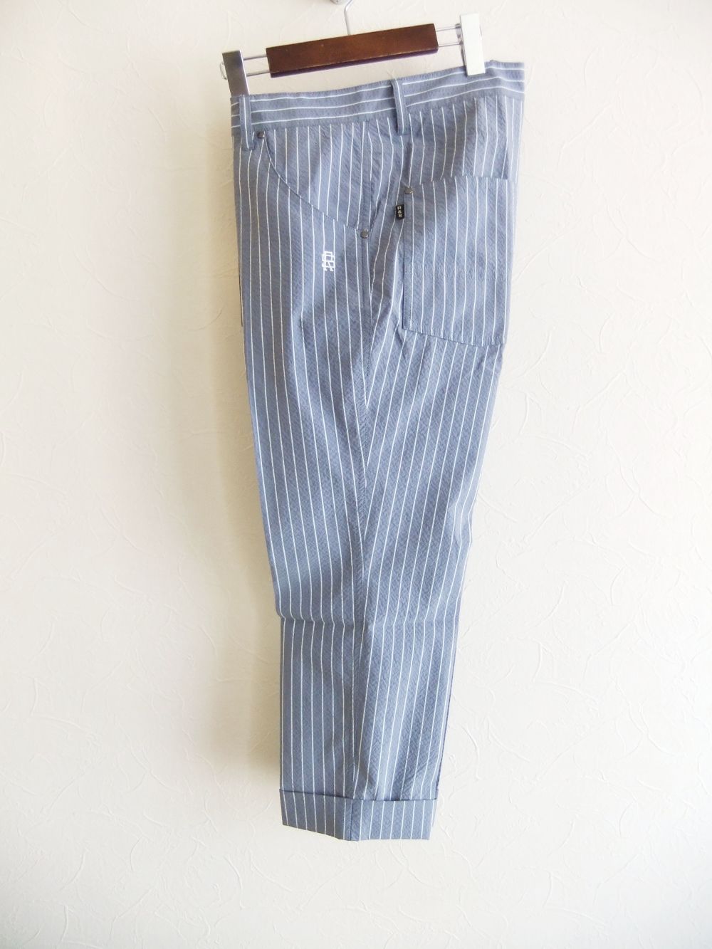 BERKELEY CROPPED (ブルーグレー)  コットン ストライプ柄 ストレッチ パンツ   RSM-23061