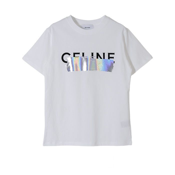 【MICALLE MICALLE Account】 HOMMAGE CFLINF FOIL PAINT T-SHIRT  (ホワイト×シルバー)  ロゴ T-SHIRT   MAA107TEA