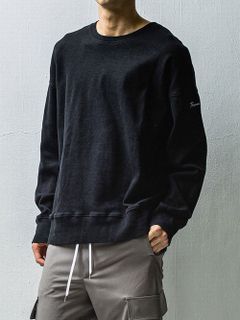 wafful thermal loose trainer  RC27-C-002 (ブラック)  ワッフルサーマルルーズトレーナー