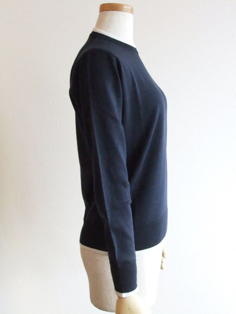 《LADIES》 A4596  30G ウール  9分袖 クルーネック ニット