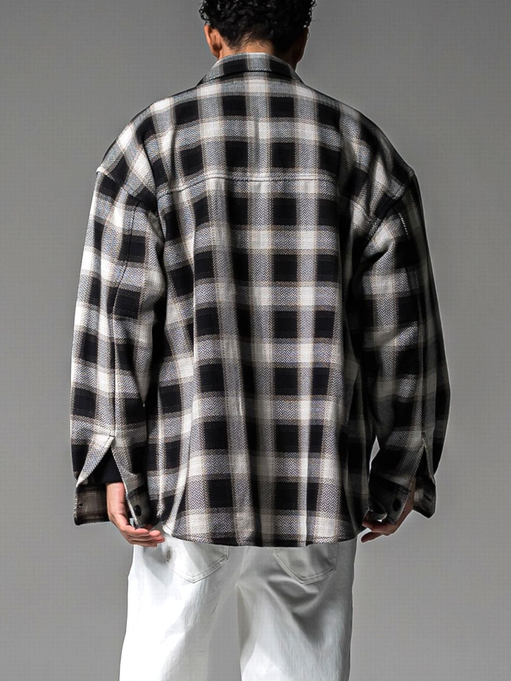 CHECK CPO SHIRTS JK  コットン チェック シャツ ジャケット （ブラック）