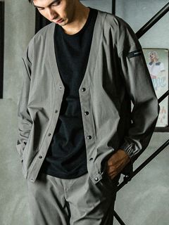 NYLON TECH cardigan (グレー)  オーバーサイズ ナイロン カーディガン