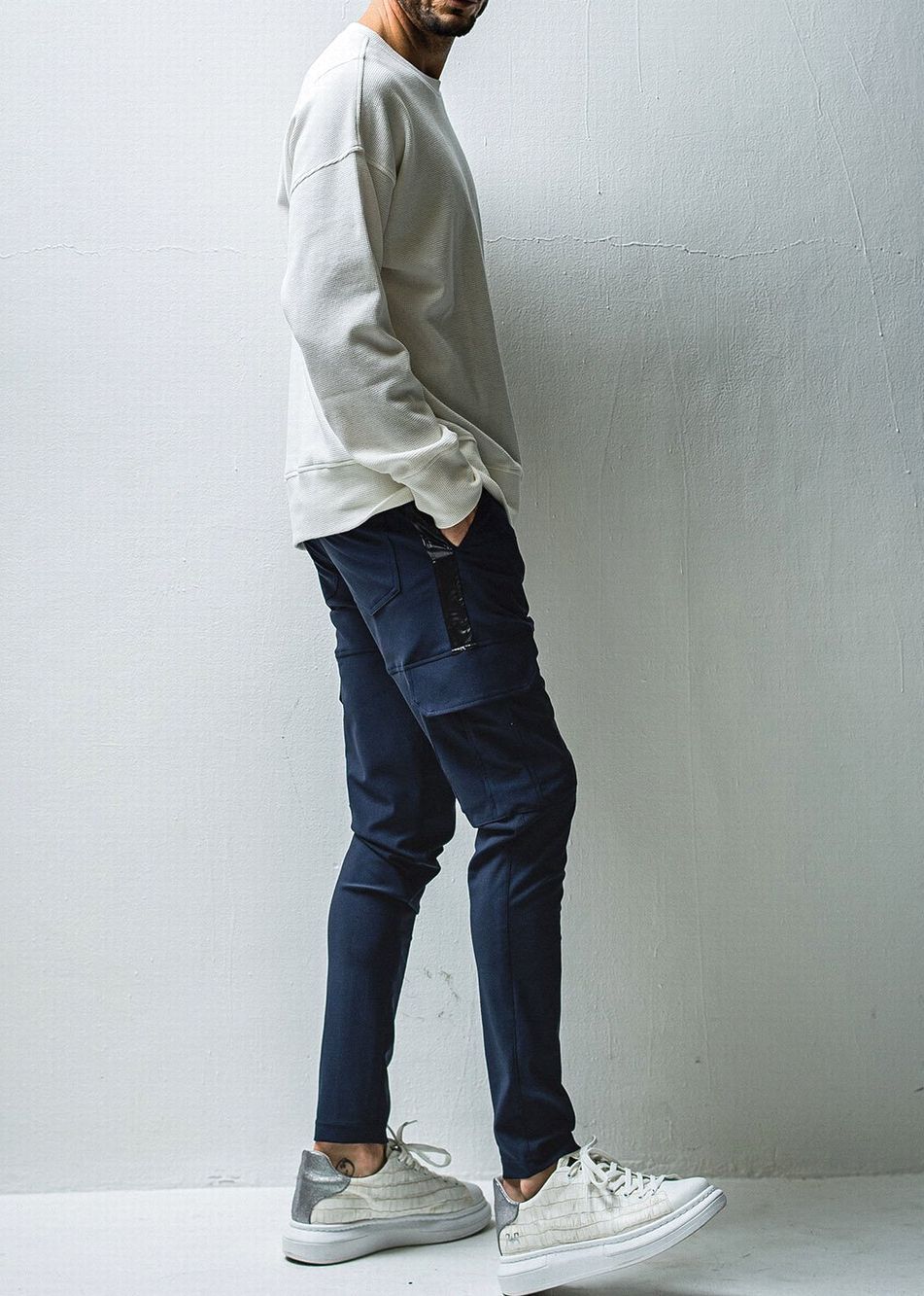 wafful thermal loose trainer  RC27-C-002 (ホワイト)  ワッフルサーマルルーズトレーナー