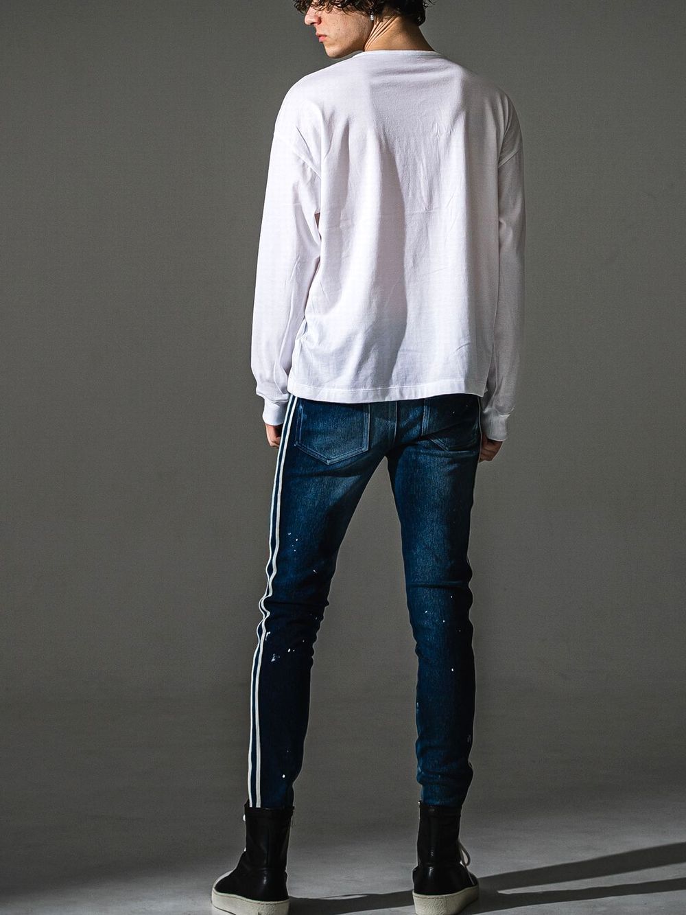 RIB HENRY LONGSLEAVE (ホワイト)  ヘンリーネック長袖Tシャツ