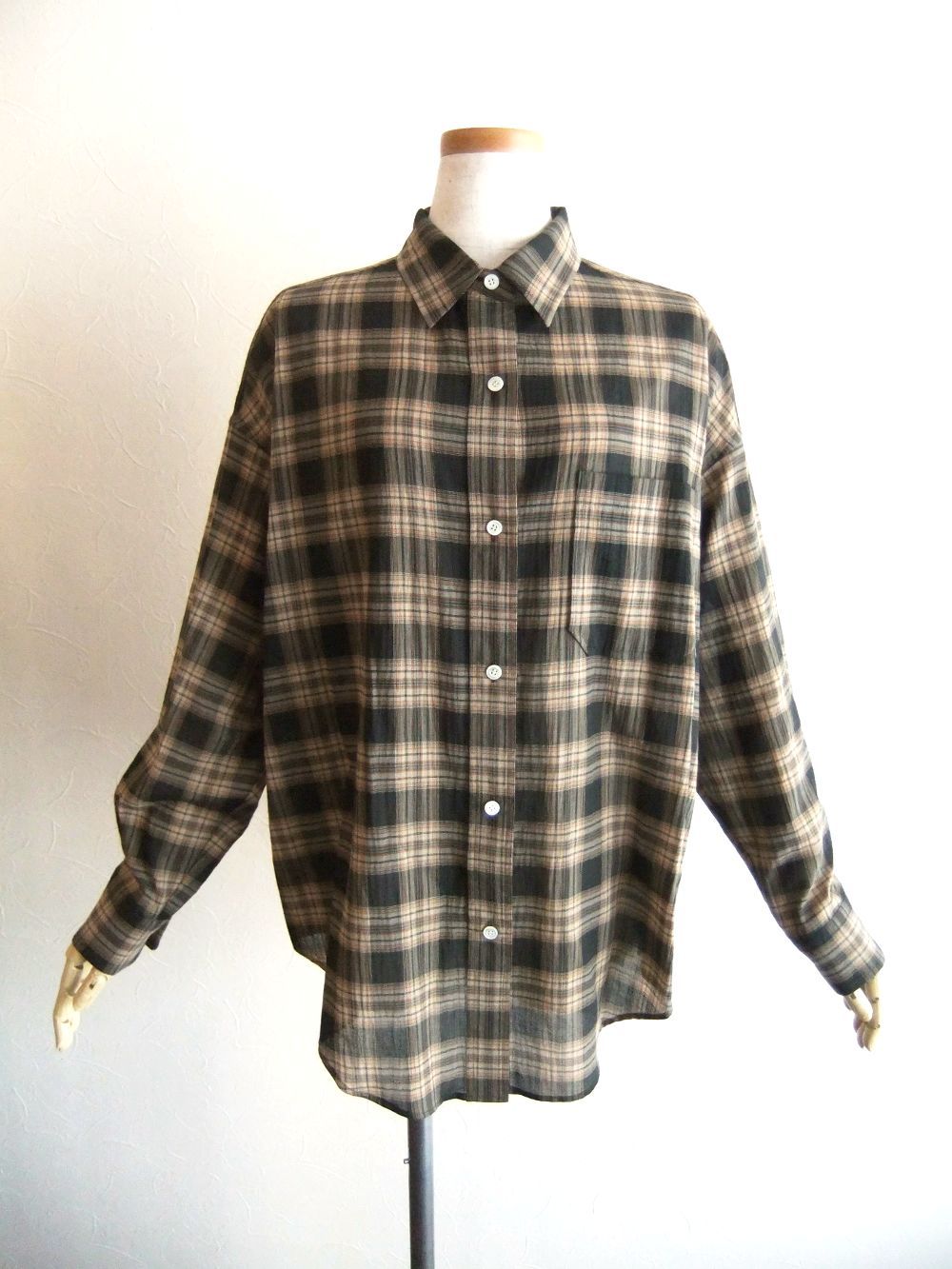 Washer Voile Check Shirt  ウォッシャブル ボイル チェック シャツ   535926