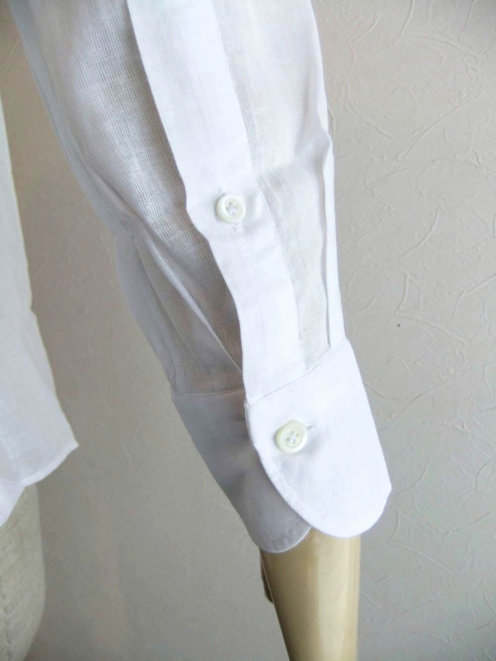 リネン/コットン シャツ (ホワイト)    VINCI FIT