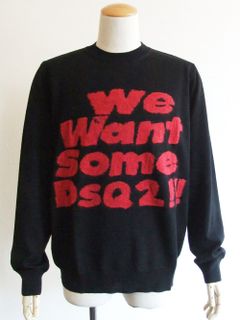 WE DSQUARED ROUND NECK SWEATER ウール メッセージ クルーネックセーター  S74HA1190