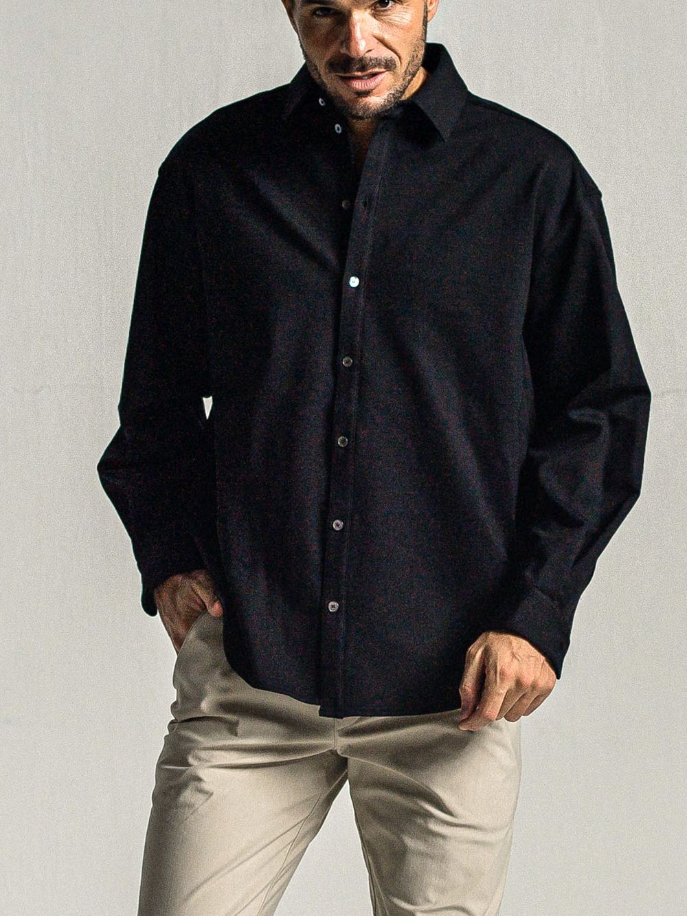JERSEY JACK SHIRTS （ブラック）  オ－バーサイズ 裏起毛シャツ