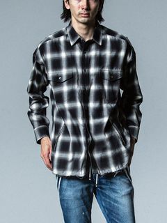 OVER GOWN CHECK SHIRTS （ブラック）  オ－バーサイズ チェックシャツ