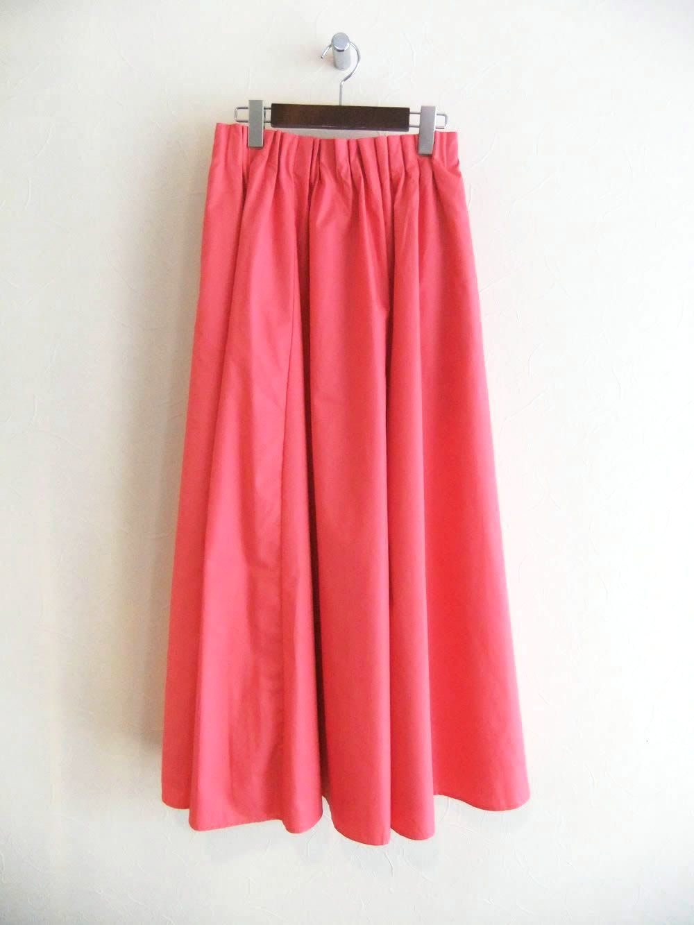 タックフレアー コットンMIX  マキシ丈 スカート  （サーモンピンク） MRM130SBA