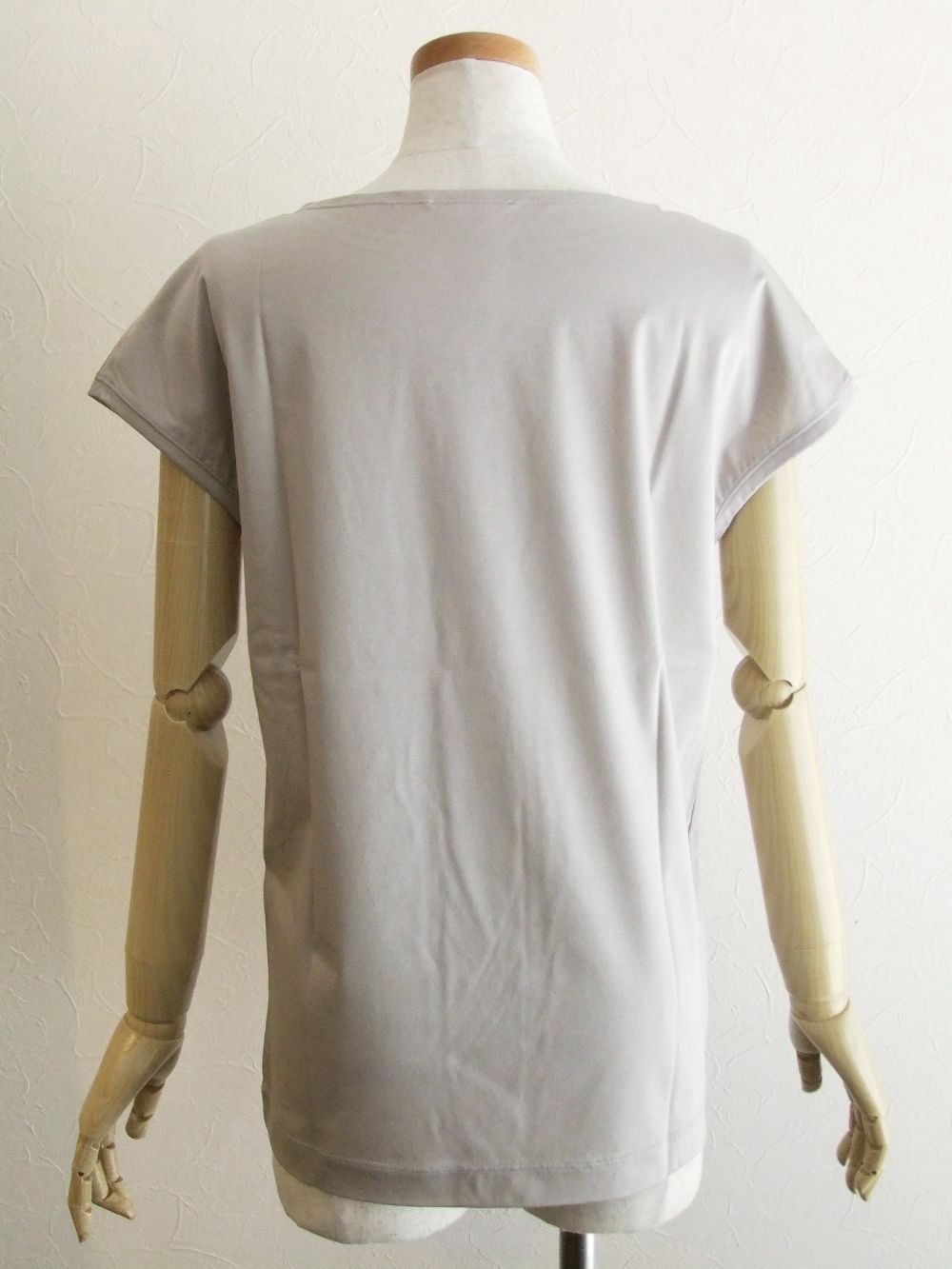フレンチスリーブ コットン Tシャツ  (グレージュ)