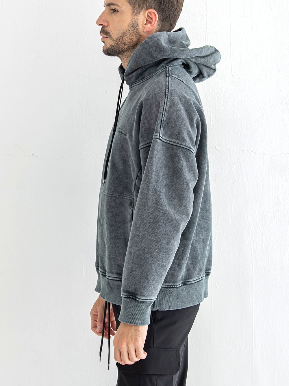 VINTAGE loose hoodie  (ブラック)  度詰め裏毛ヴィンテージルーズパーカー