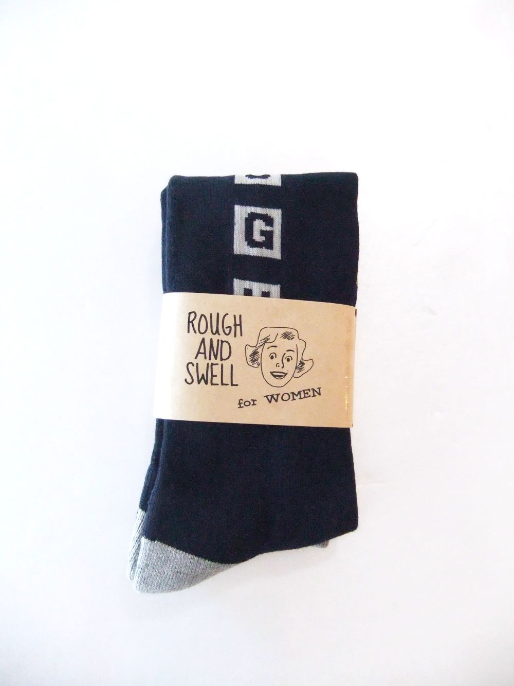 【LADIES】 CROWN HIGH SOCKS W.  ロゴ ハイソックス (ネイビー) RSA-23207