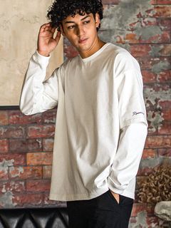 fake layered longsleave   フェイクレイヤード ロングスリーブ Tシャツ (ホワイト)   RC31-T-005