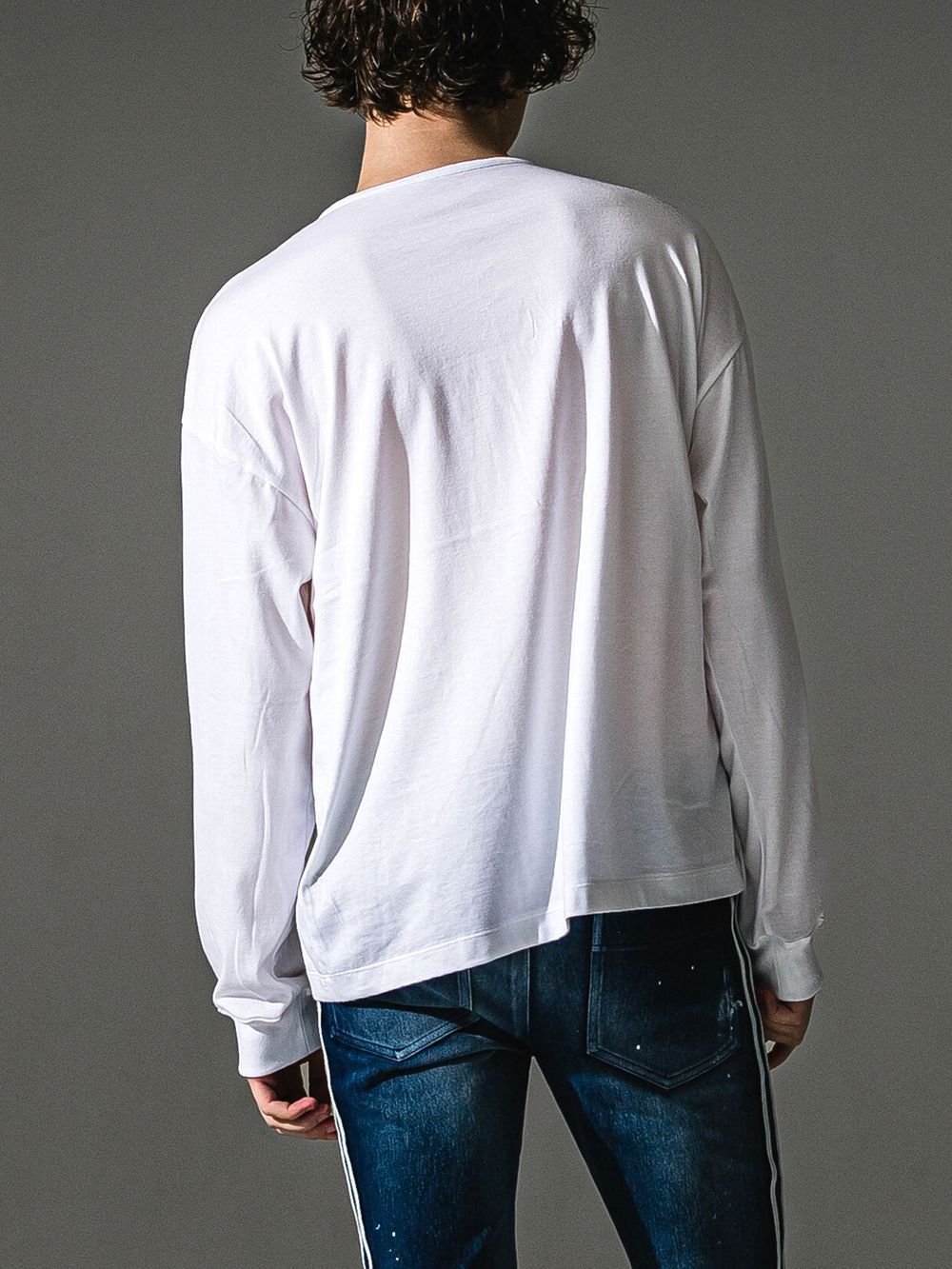 RIB HENRY LONGSLEAVE (ホワイト)  ヘンリーネック長袖Tシャツ