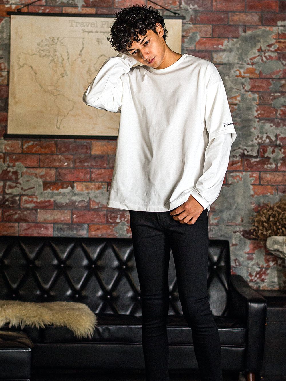 fake layered longsleave   フェイクレイヤード ロングスリーブ Tシャツ (ホワイト)   RC31-T-005