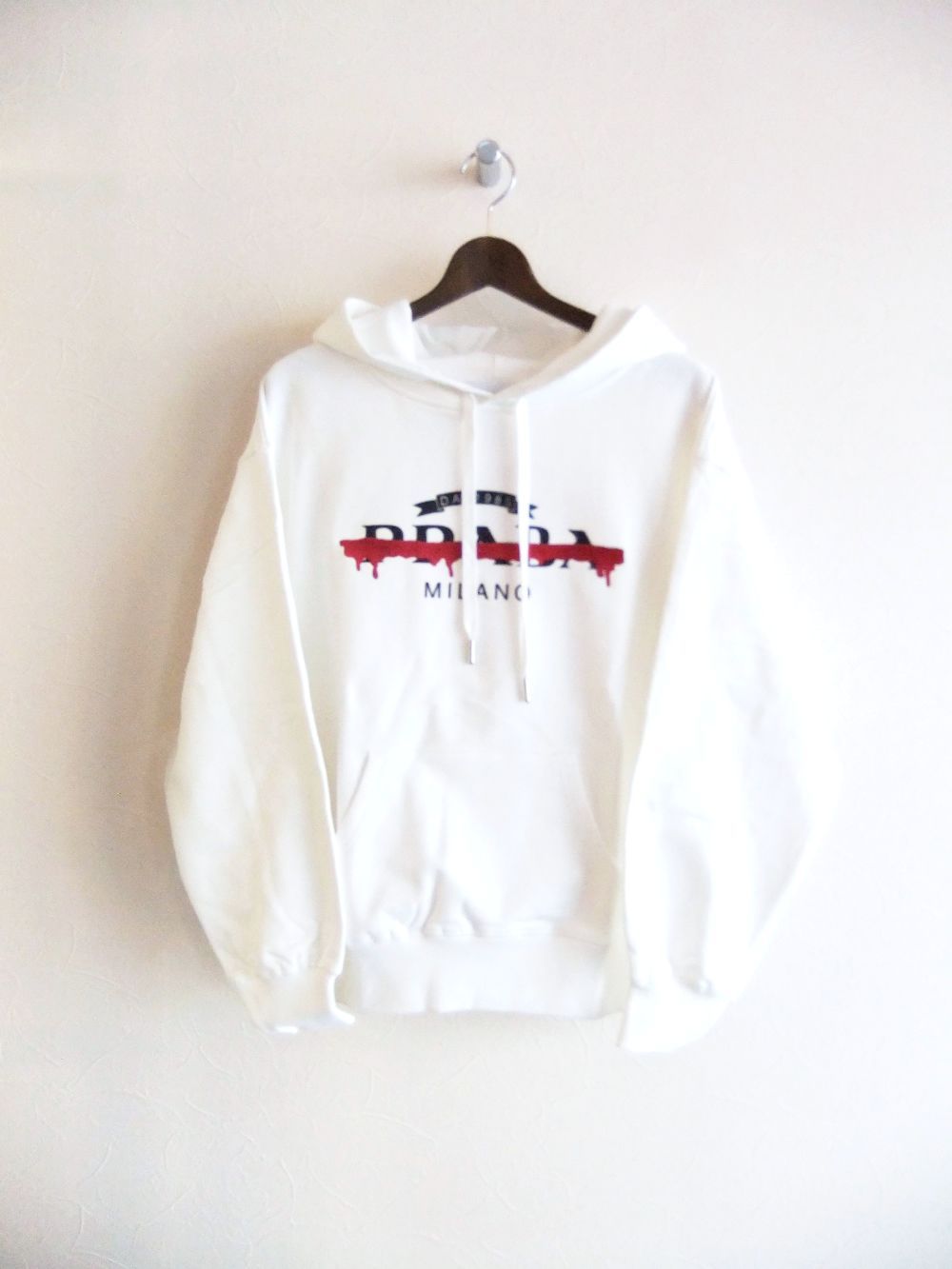 【MICALLE MICALLE Account】 HOMMAGE  PR PAINT HOODIE (ホワイト)   ロゴ フーディ  MAG102TDC