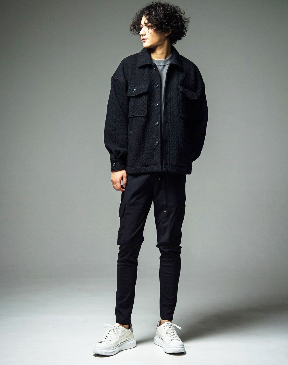 HV NYLON DARRELL CARGO PT  ナイロン カーゴパンツ (ブラック × ホワイト)