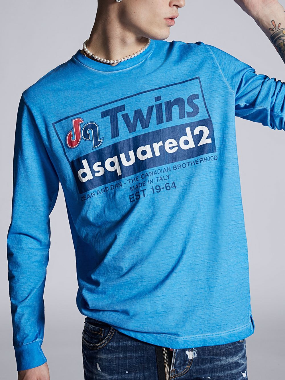 Dsquared2 - D2 Twins Long Sleeve T - Shirt (ブルー) 長袖Tシャツ