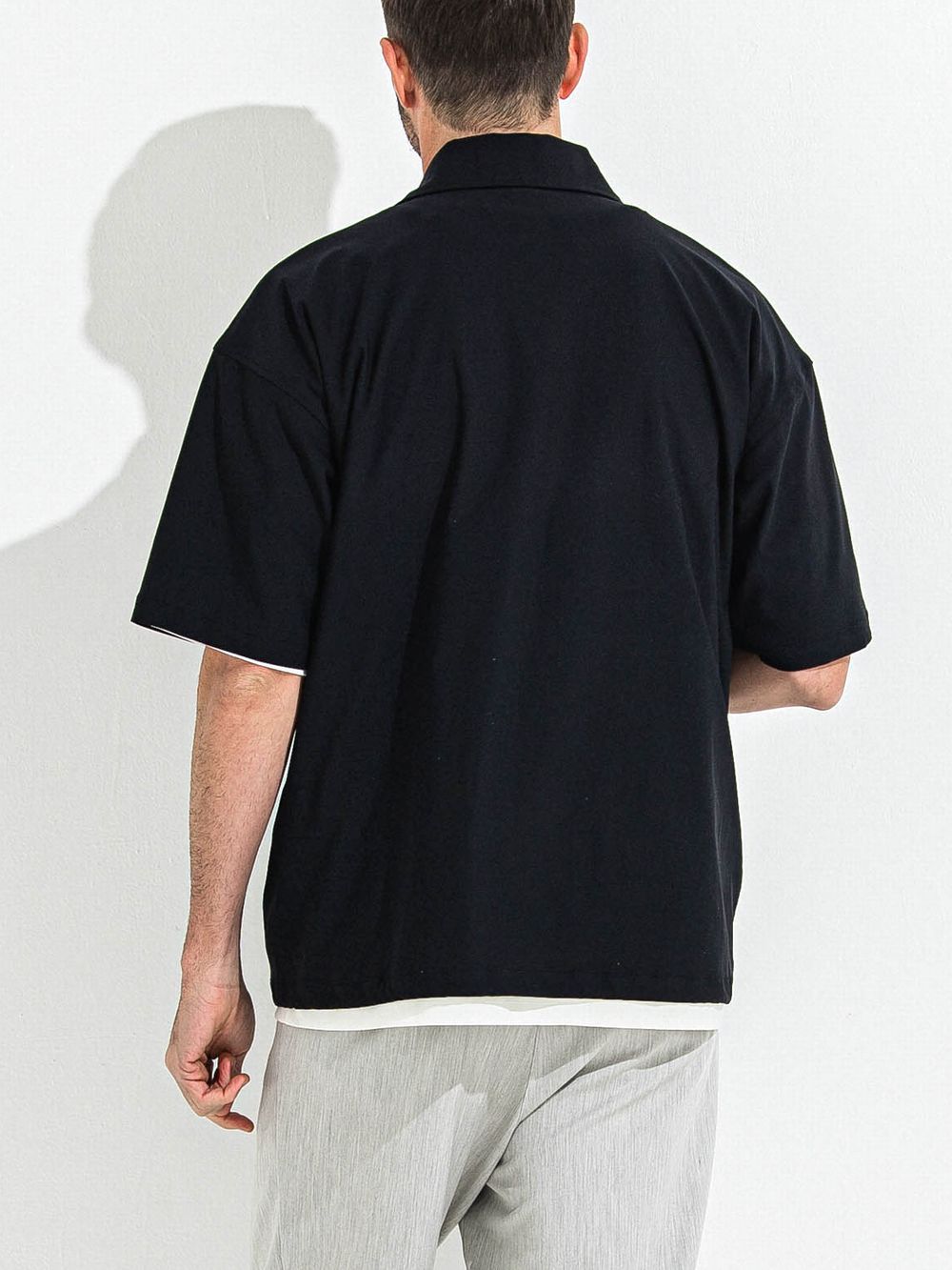 NYLON HALF COACH JACKET  ハーフスリーブ コーチジャケット  (ブラック)